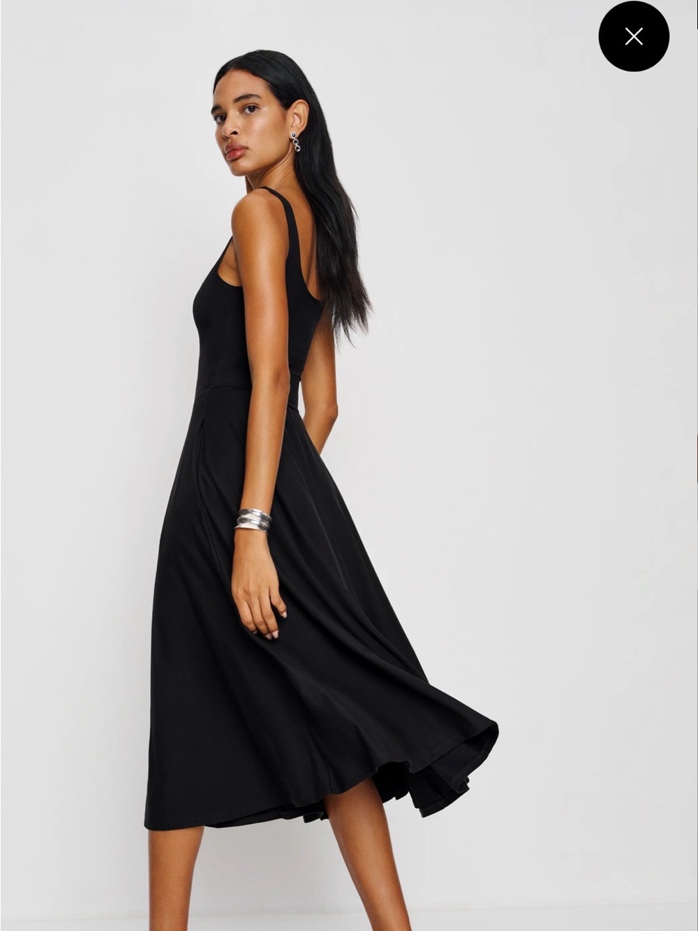 Reformation Black Scoop-Neck Midi Dress - Picture 2 of 8
